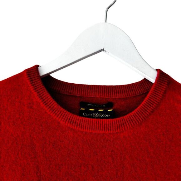 Club Room Men's 100% 2-Ply Cashmere Crewneck Red Pullover Sweater SZ L #2348 - Picture 2 of 12